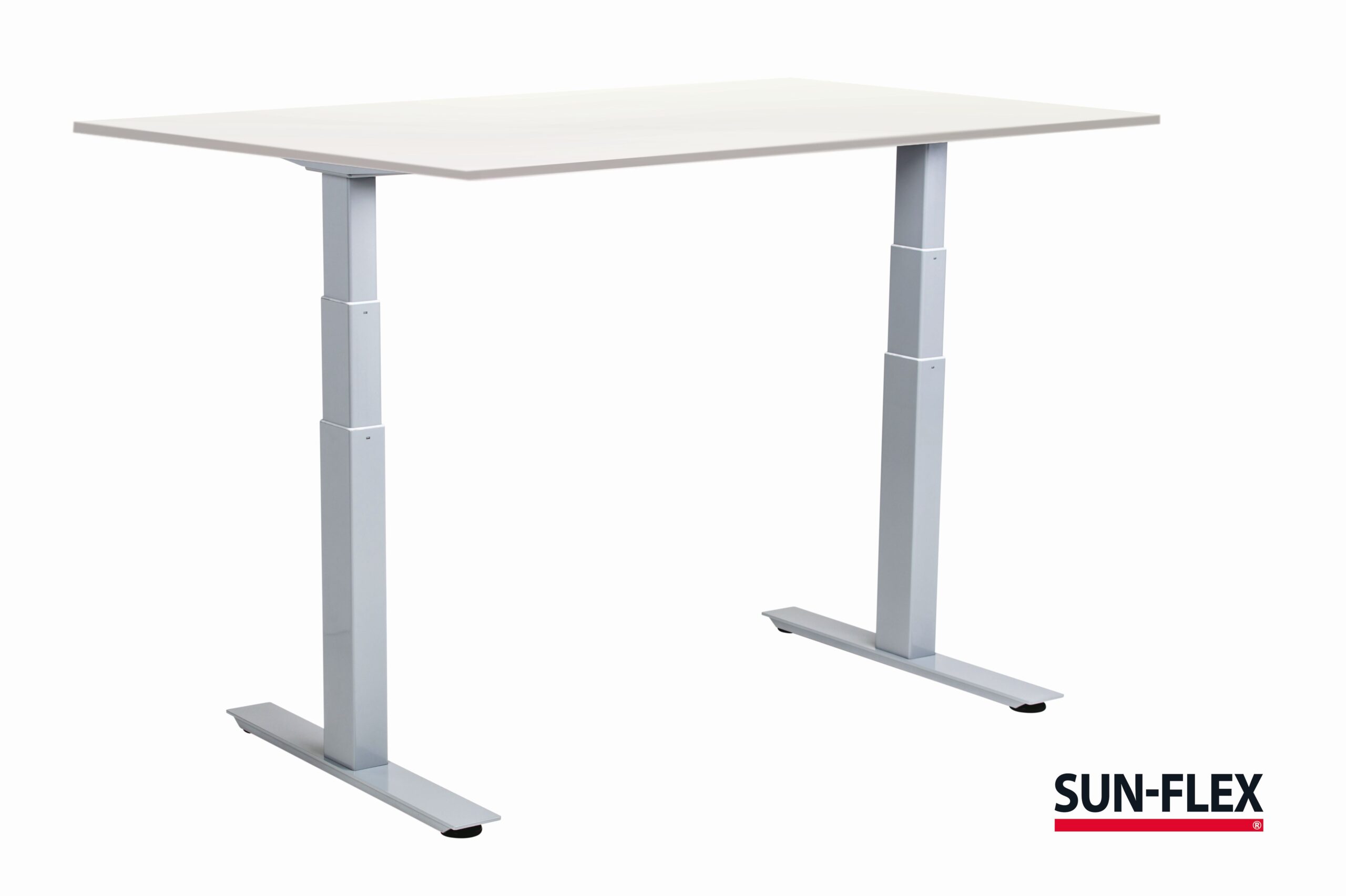 Kirjutuslaud SUN-FLEX®EASYDESK ADAPT, reguleeritava kõrgusega, elektriline, kahe mootoriga, valge raam, valge kasepuidust lauaplaat 140x80cm