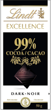 LINDT Excellence Tume šokolaad, 99% kakaosisaldusega, 50 g