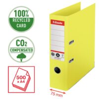 Registraator ESSELTE No1 Recycle A4, kartong, 75 mm, kollane