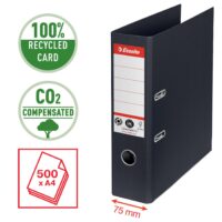 Registraator ESSELTE No1 Recycle, A4, kartong, 75 mm, must