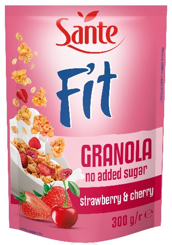Röstitud müsli SANTE Fit Granola Maasika-kirsi, ilma lisatud suhkruta 300g