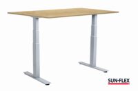 Kirjutuslaud SUN-FLEX®EASYDESK ADAPT, reguleeritava kõrgusega, elektriline, kahe mootoriga, valge raam, kasepuidust lauaplaat 140x80 cm