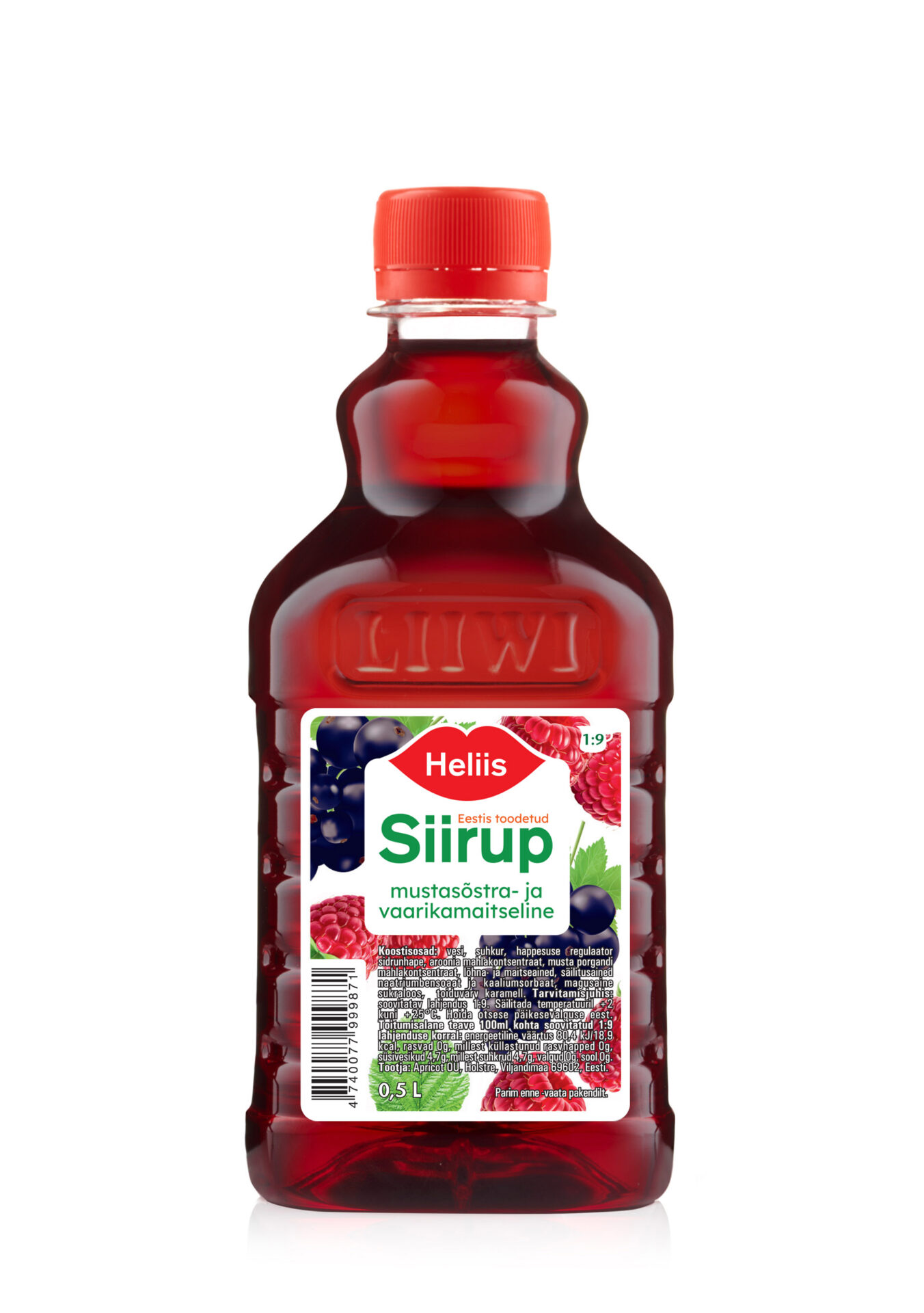 Mustsõstra- ja vaarikamaitseline siirup HELIIS 0,5L