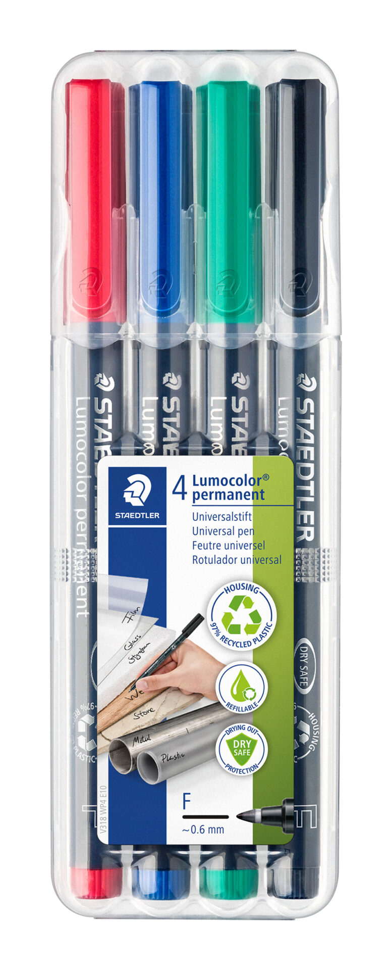 OHP kilemarker STAEDTLER Lumicolour 318F, 0,6mm, 4 tk.