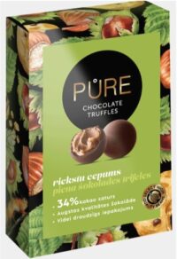 PURE piimašokolaadi trühvlid sarapuupähkli- ja krõbeküpsiste kreemi täidisega, 148g