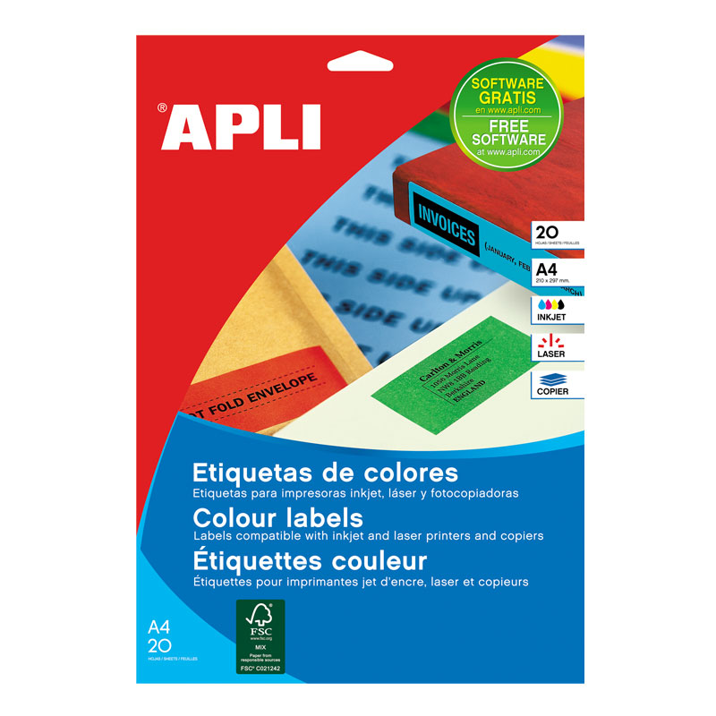Etiketid Apli ILC iseliimuvad 70 x 37mm 20l/pk sinine