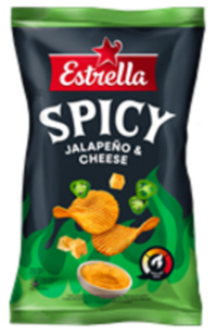 Kartulikrõpsud ESTRELLA vürtsika juustu-ja jalapenomaitselised 115g