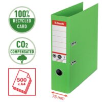 Registraator ESSELTE No1 Recycle, A4, kartong, 75 mm, roheline