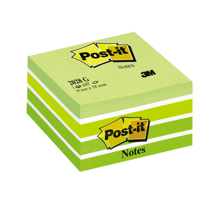 Märkmekuup Post-it Aquarelle 76x76 mm, 450 lehte, pastellroheline