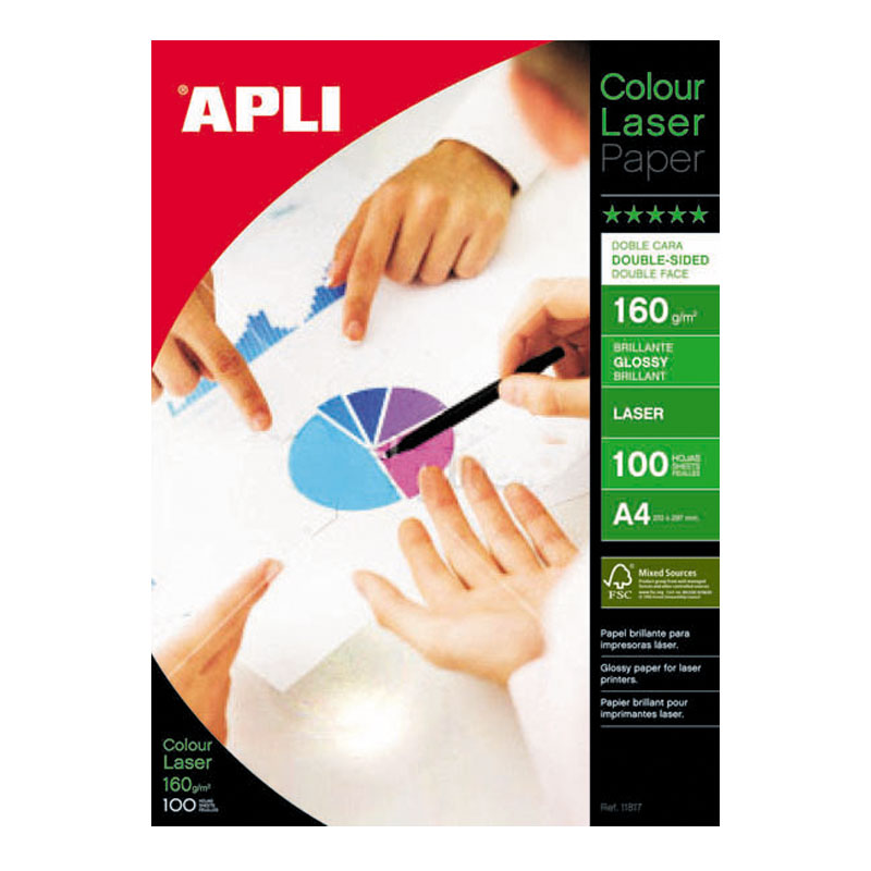Fotopaber Apli, A4/160g läikiv 100 lehte, värvilaserprinterile 3Re