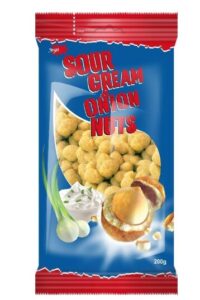 Maapähklid JĖGA krõbeda kattega, hapukoore ja sibulamaitselised, 200g