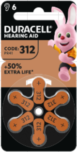 Patareid kuuldeaparaadile DURACELL 312 PR41, 6 tk