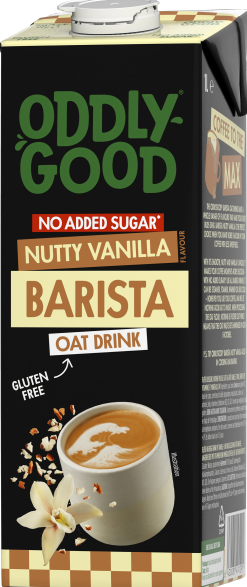 Kaerajook ODDLYGOOD, Barista, ilma lisatud suhkruta, pähklise vanillimaitsega, gluteenivaba, UHT, 1L