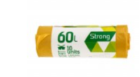 Prügikotid SORTEX 60L, 60x75cm, 30mic, LDPE, 10 tk, kollane