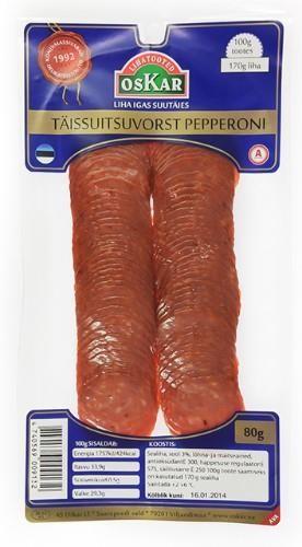 Täissuitsuvorst OSKAR, pepperoni, viilutatud, 80g