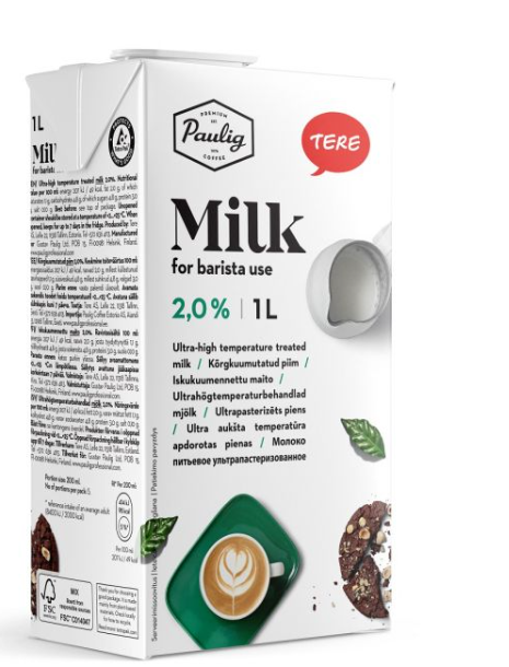 Piim PAULIG Barista, UHT, 2% rasva, 1L