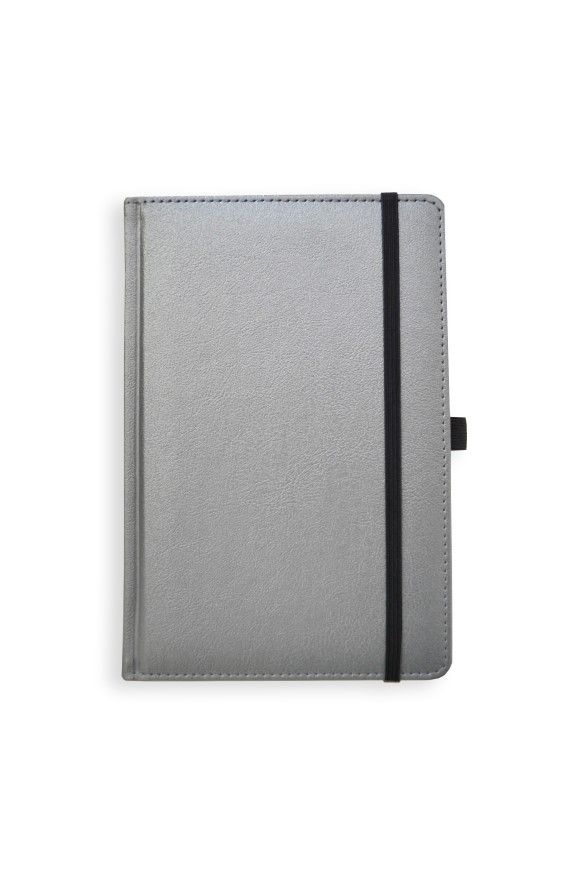 Märkmik-planeerija UNIVERSAL BLACK EDITION, PU, A5, kuupäevadeta, hõbedane