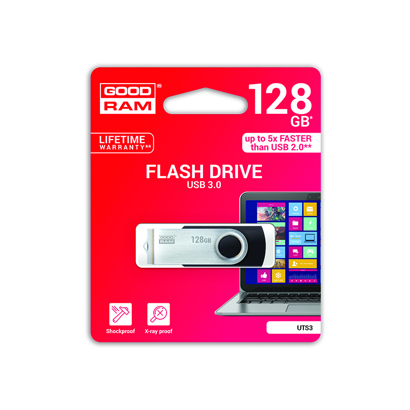 Mälupulk GOODRAM USB 3.2 Gen 1 UTS3 128GB, must