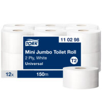 Tualettpaber Tork Universal Mini Jumbo T2, 2-kih, 9.1cm x 150m, valge 110298