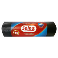 Prügikotid SPINO 50L, 15tk, 12mic HDPE, 62x80cm, must