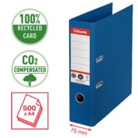 Registraator ESSELTE No1 Recycle, A4, kartong, 75 mm, sinine