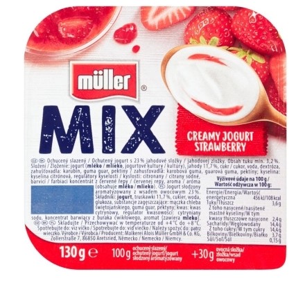 Jogurt MÜLLER Mix maasikatega,130g