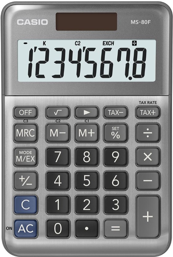 Lauakalkulaator CASIO MS-80F, metal faceplate