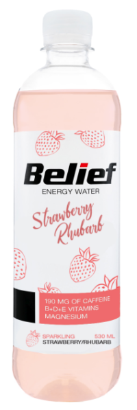 Energiavesi BELIEF gaseeritud Maasika-raberberi 530ml PET