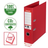 Registraator ESSELTE No1 Recycle, A4, kartong, 75 mm, punane