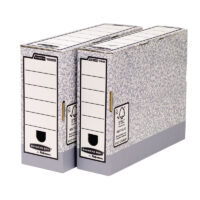 Arhiivikarp Fellowes A4, selg 100mm, hall/valge kartong 3Re