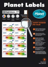 Etiketid Planet 210x148mm 2tk/A4 lehel valge, 100lehte/pk 101970